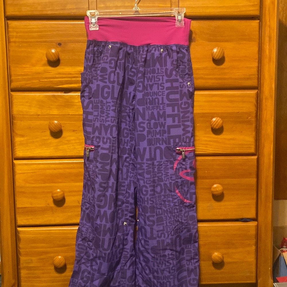 Vintage Zumba Fitness Cargo Pants Nylon Purple Pink RARE